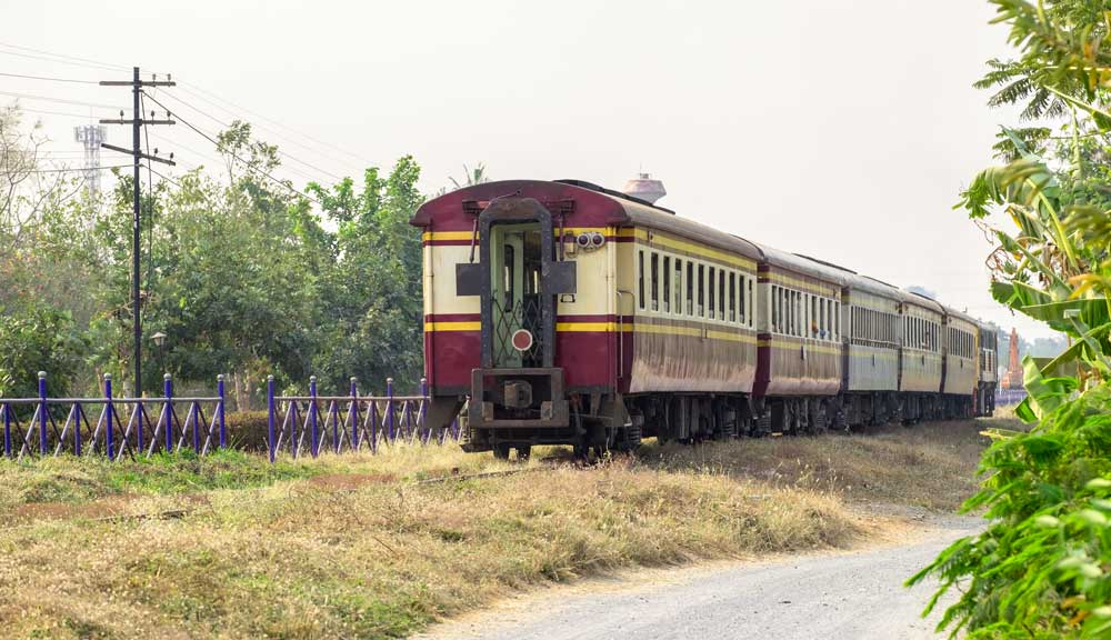 Thai train from Bangkok to Kanchanaburi